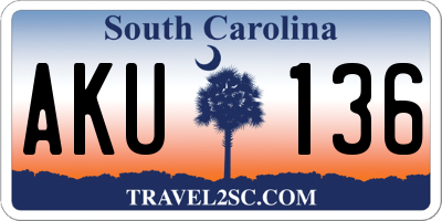 SC license plate AKU136