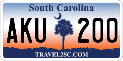 SC license plate AKU200