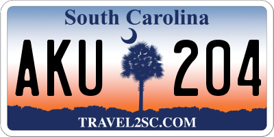 SC license plate AKU204