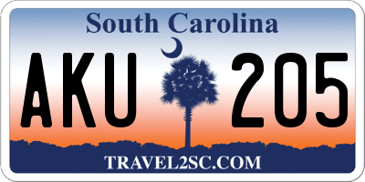 SC license plate AKU205