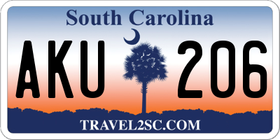 SC license plate AKU206