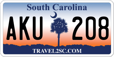 SC license plate AKU208