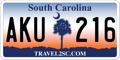 SC license plate AKU216