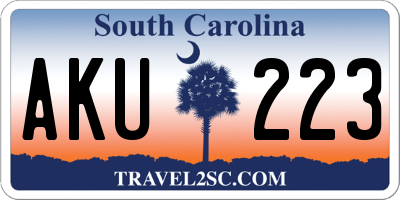 SC license plate AKU223