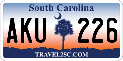 SC license plate AKU226