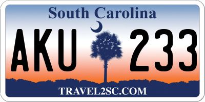 SC license plate AKU233
