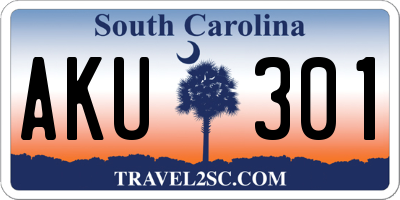 SC license plate AKU301