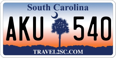 SC license plate AKU540