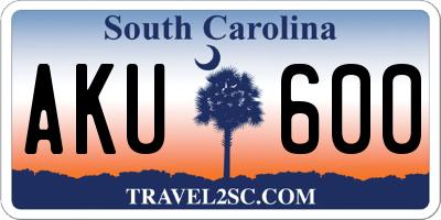 SC license plate AKU600