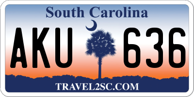 SC license plate AKU636
