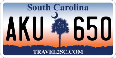 SC license plate AKU650