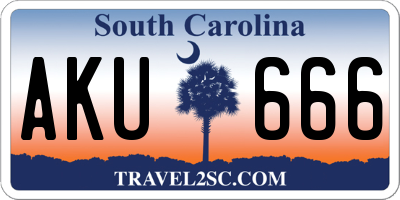 SC license plate AKU666