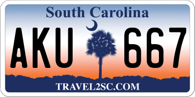 SC license plate AKU667