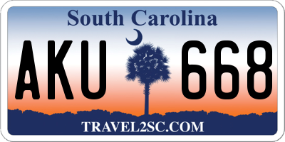 SC license plate AKU668