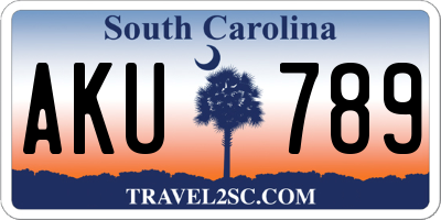 SC license plate AKU789