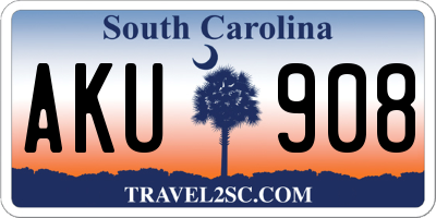 SC license plate AKU908