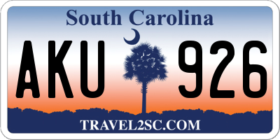 SC license plate AKU926