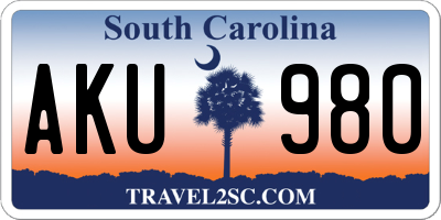 SC license plate AKU980