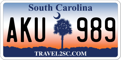 SC license plate AKU989