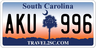 SC license plate AKU996