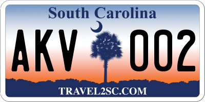SC license plate AKV002