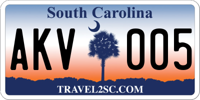 SC license plate AKV005