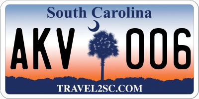 SC license plate AKV006