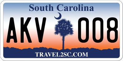 SC license plate AKV008