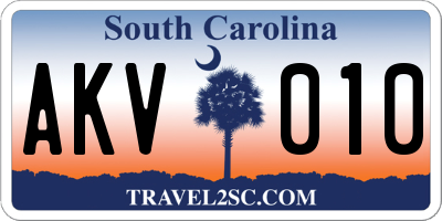 SC license plate AKV010