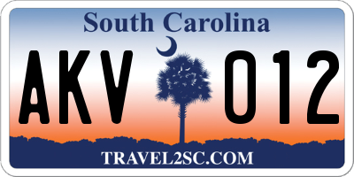 SC license plate AKV012