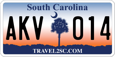 SC license plate AKV014