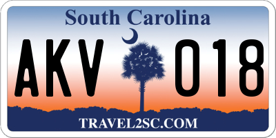 SC license plate AKV018