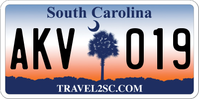 SC license plate AKV019