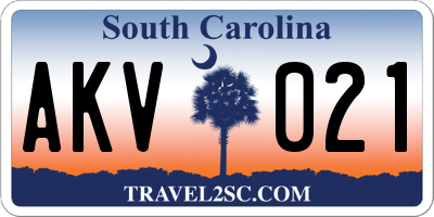 SC license plate AKV021