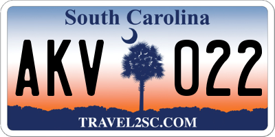 SC license plate AKV022