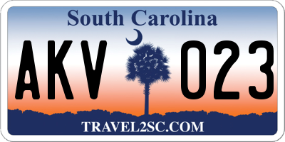 SC license plate AKV023