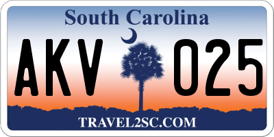 SC license plate AKV025