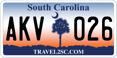 SC license plate AKV026