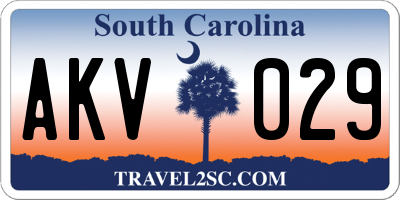 SC license plate AKV029