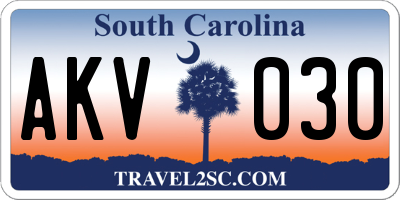 SC license plate AKV030
