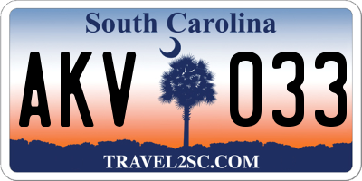 SC license plate AKV033