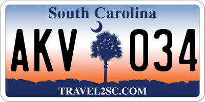 SC license plate AKV034