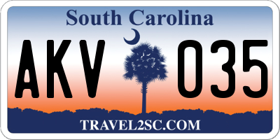 SC license plate AKV035