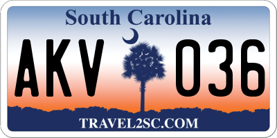 SC license plate AKV036