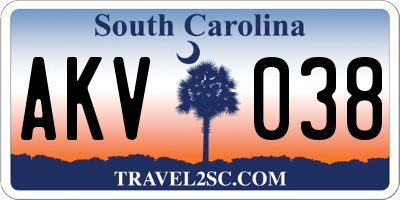 SC license plate AKV038
