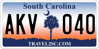 SC license plate AKV040