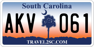 SC license plate AKV061
