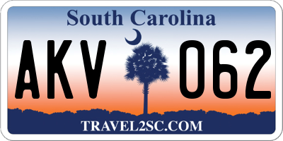 SC license plate AKV062