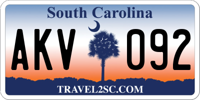 SC license plate AKV092