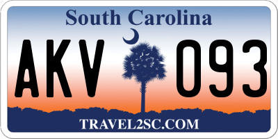 SC license plate AKV093